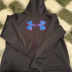 Under Armour Black Hoodie with Blue and Pink Logo